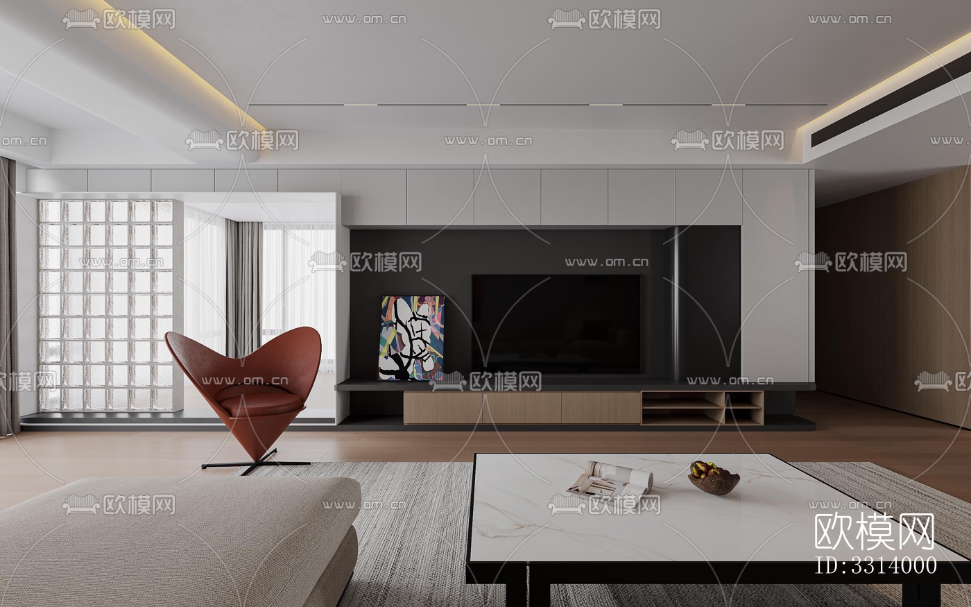 现代客餐厅效果图下载（渲染图2）