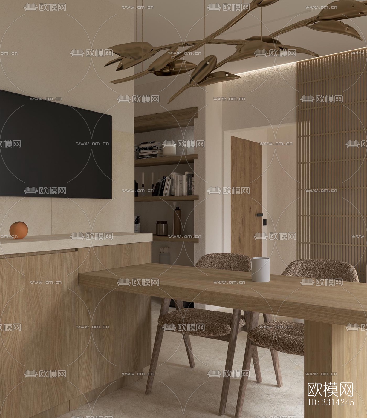 现代客餐厅效果图下载（渲染图5）