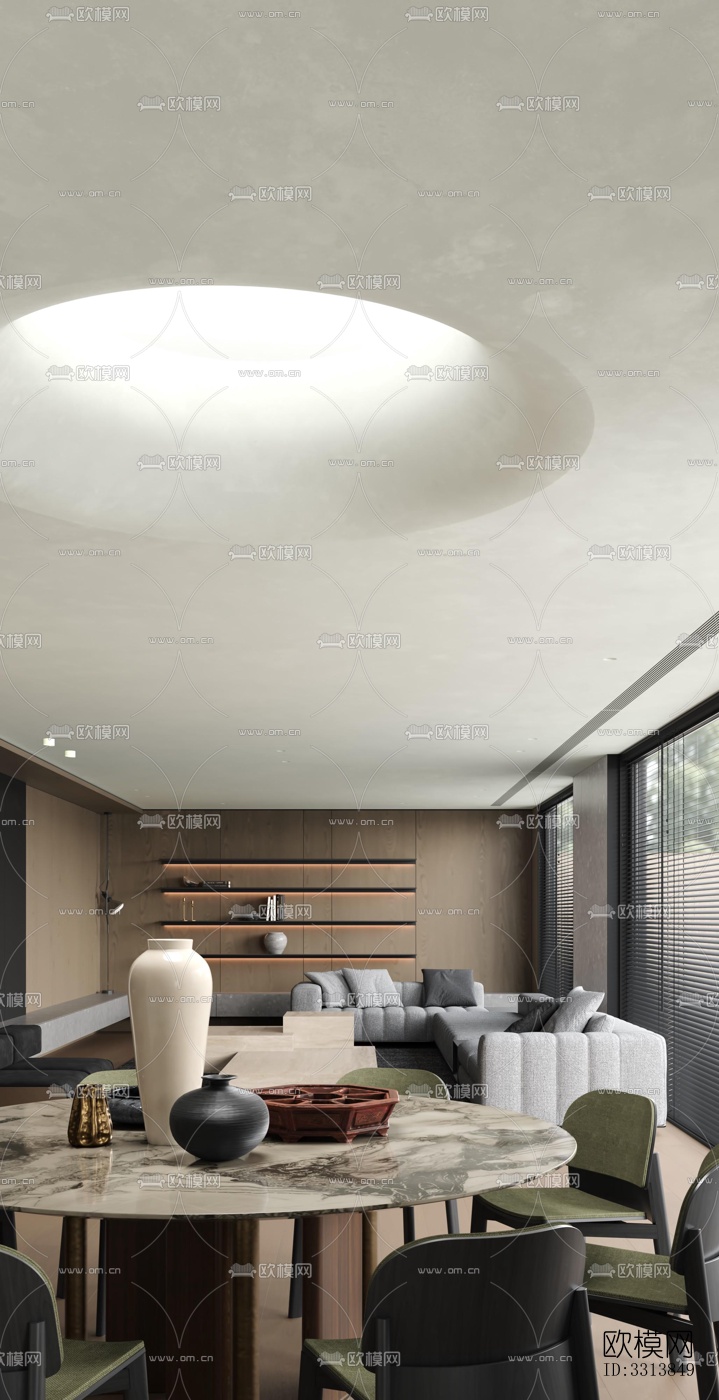 现代客餐厅效果图下载（渲染图8）