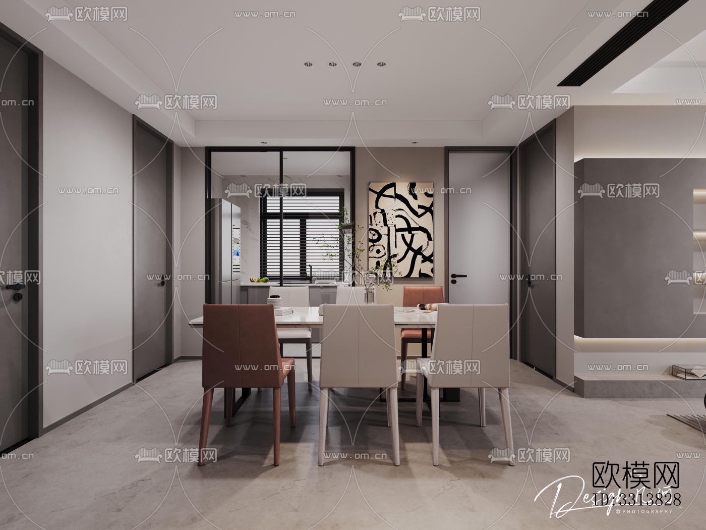 现代客餐厅效果图下载（渲染图8）