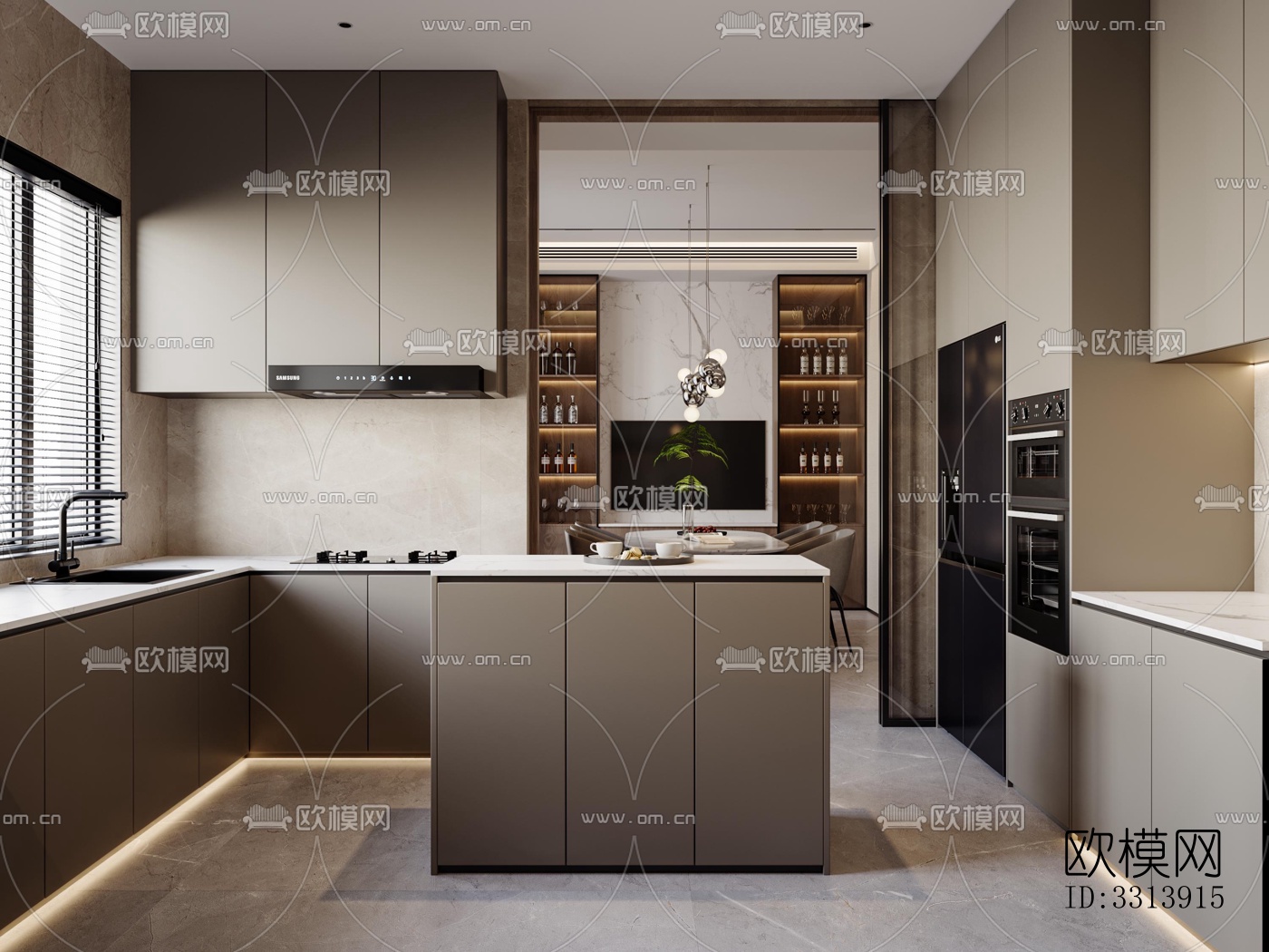 现代客餐厅效果图下载（渲染图10）