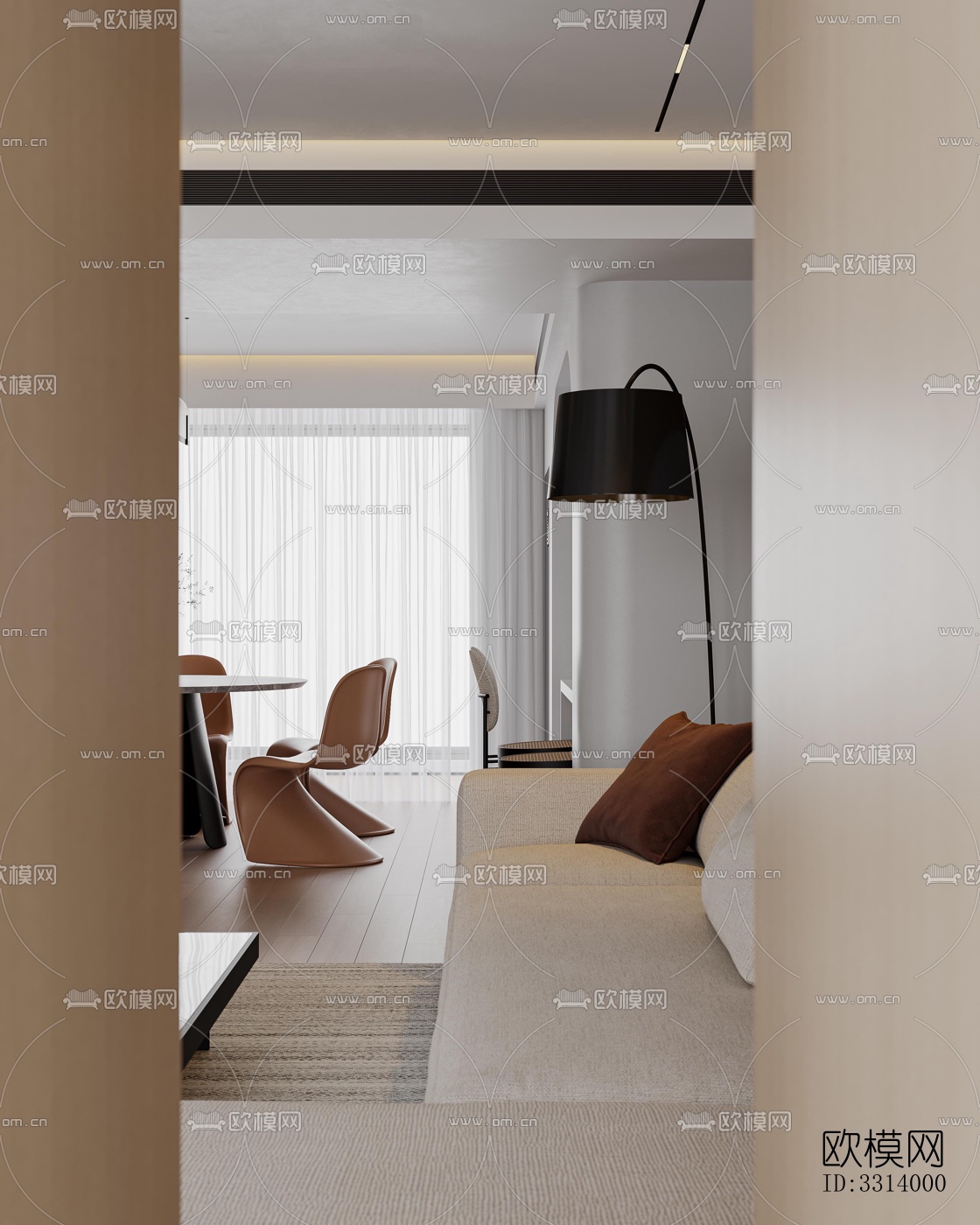 现代客餐厅效果图下载（渲染图9）