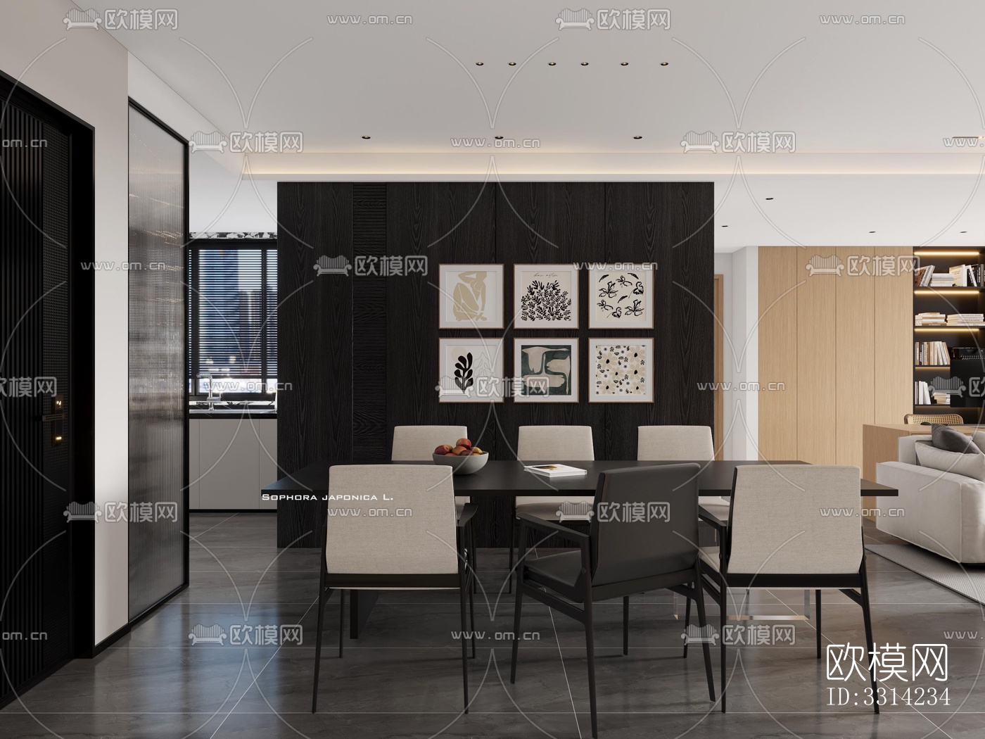 现代客餐厅效果图下载（渲染图2）