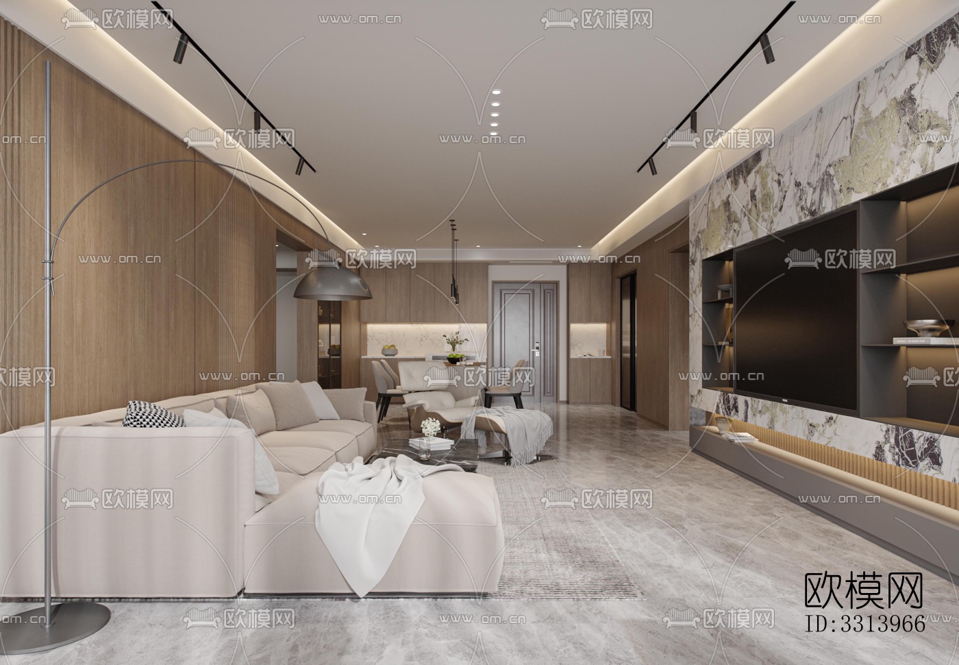 现代客餐厅效果图下载（渲染图4）