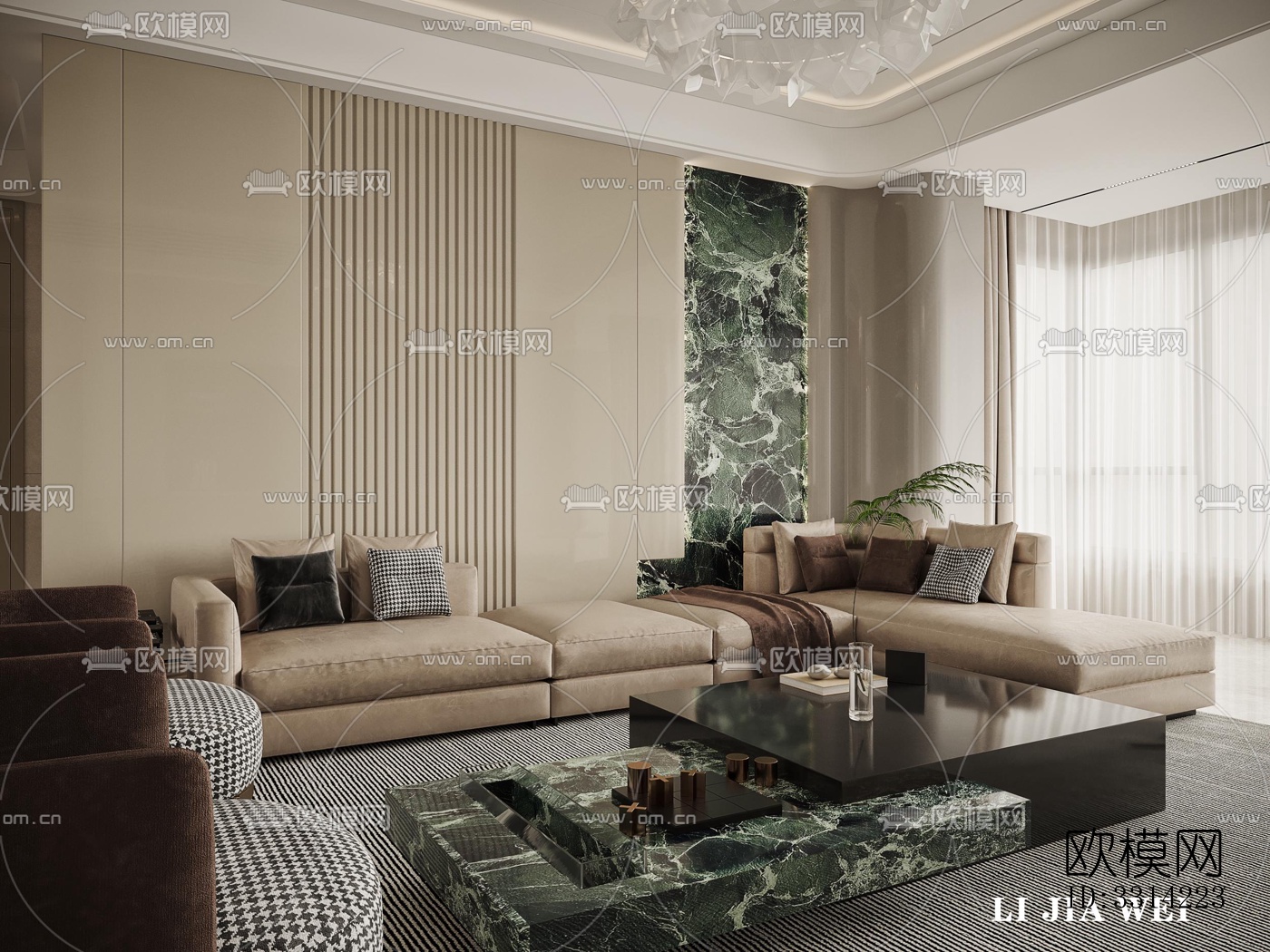 现代客餐厅效果图下载（渲染图3）