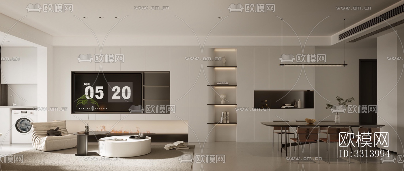 现代客餐厅效果图下载（渲染图5）