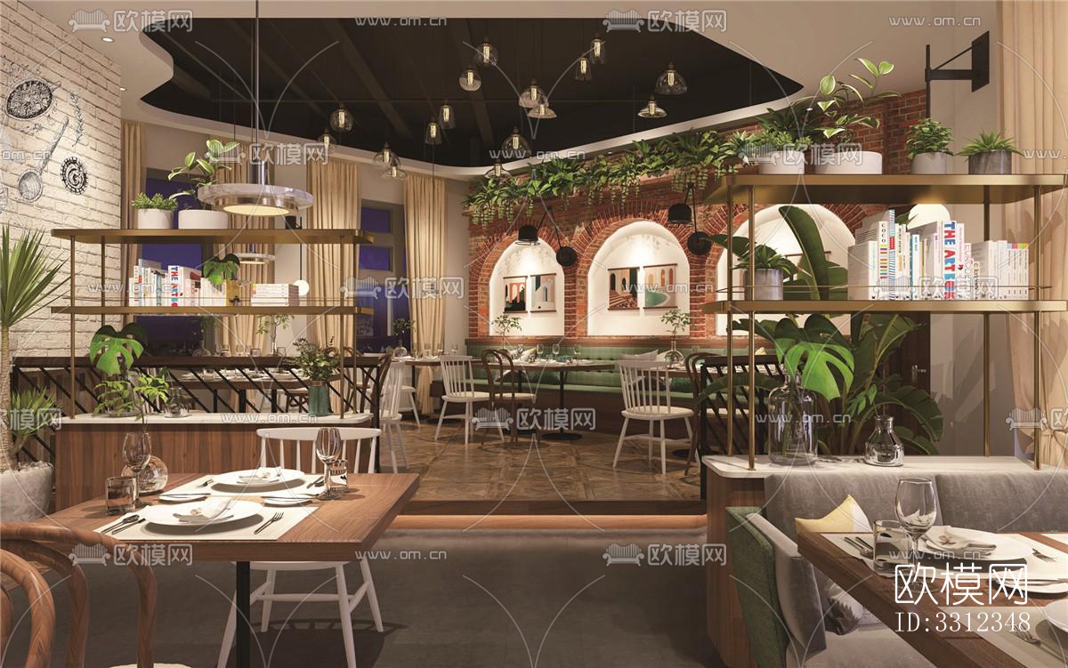 现代西餐厅效果图下载（渲染图5）