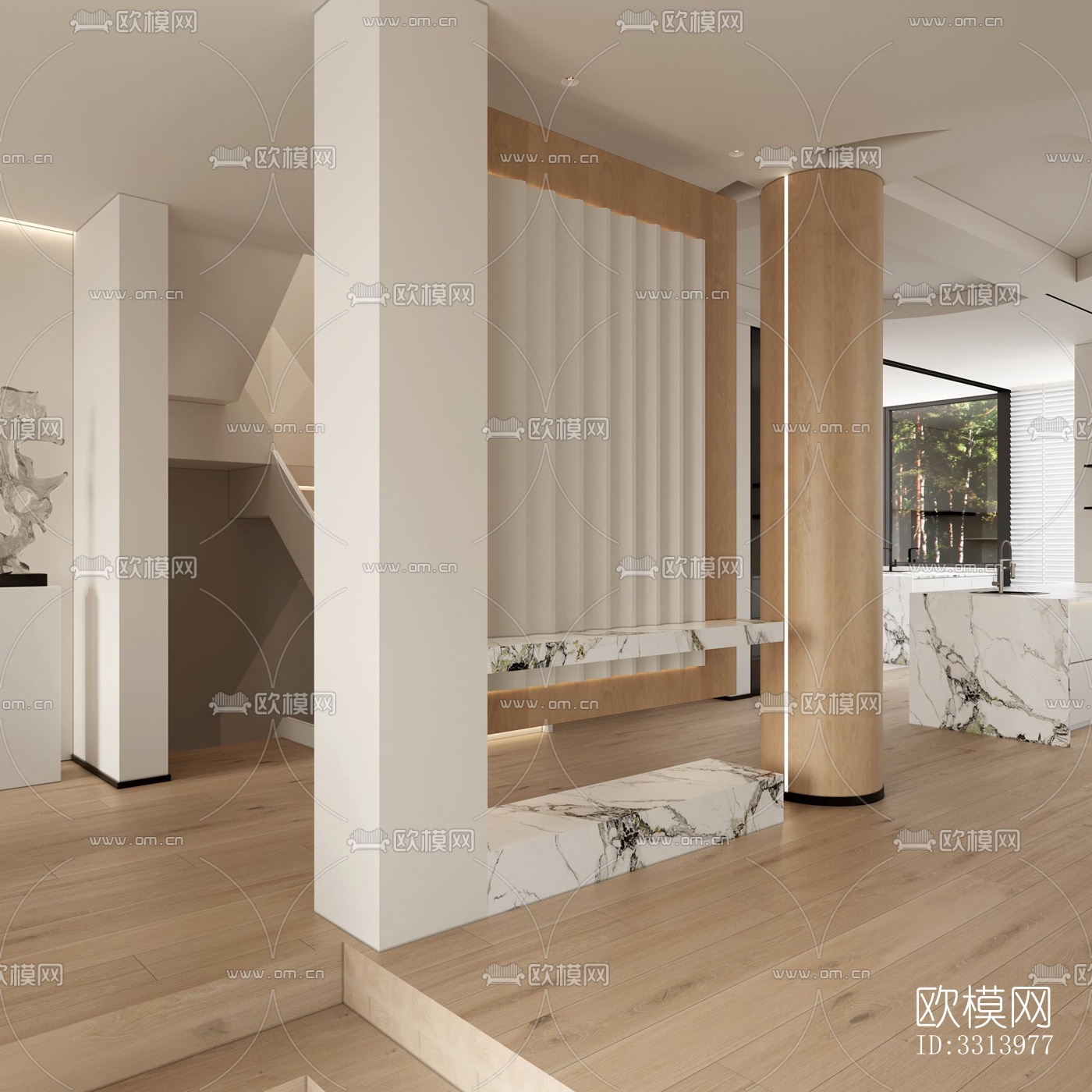 现代客餐厅效果图下载（渲染图4）