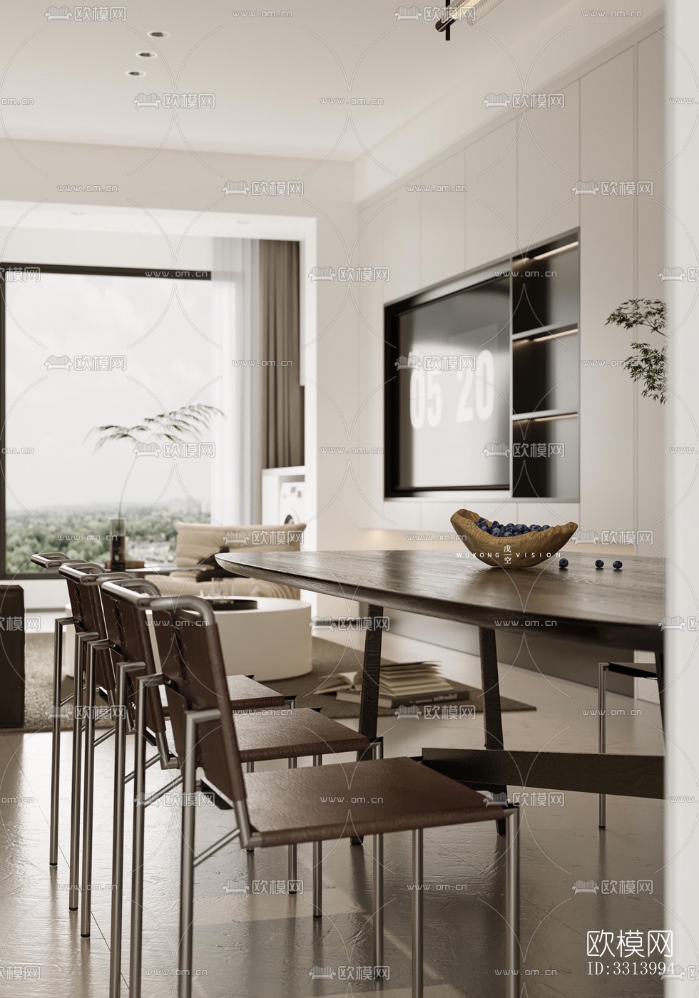 现代客餐厅效果图下载（渲染图2）