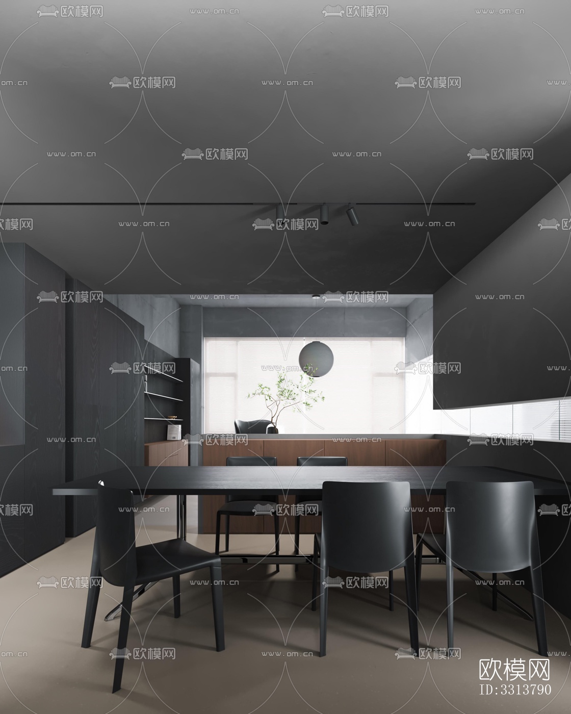 现代客餐厅效果图下载（渲染图5）