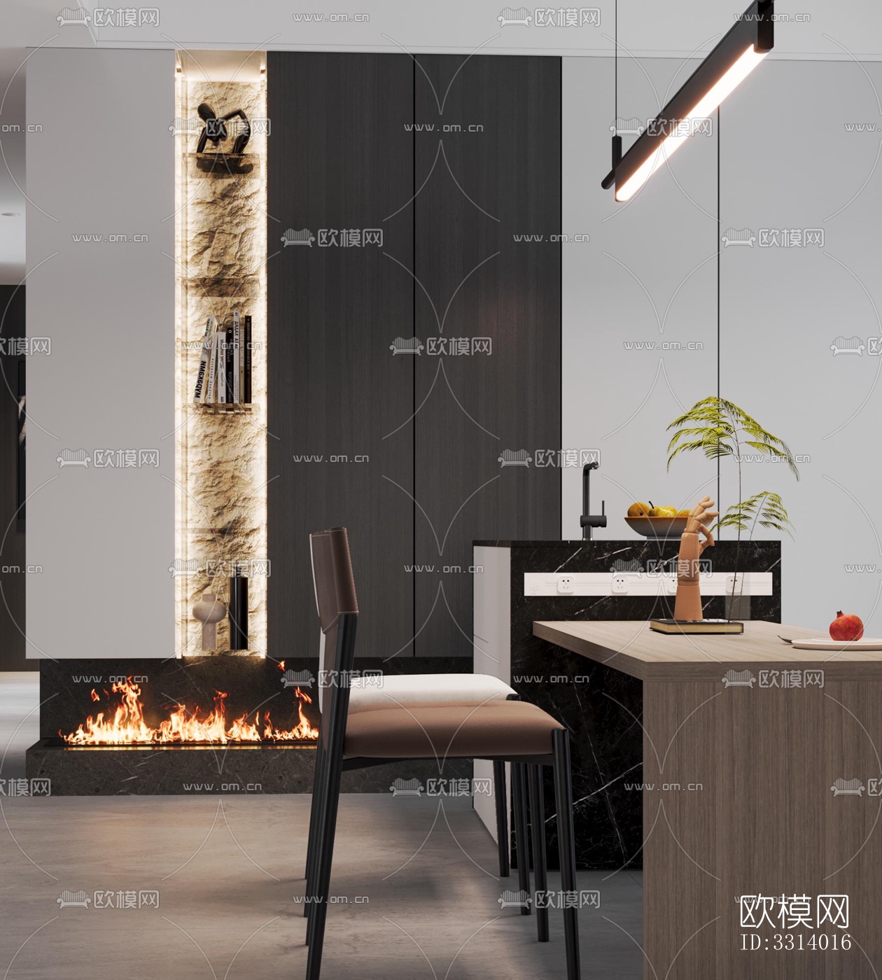 现代客餐厅效果图下载（渲染图9）