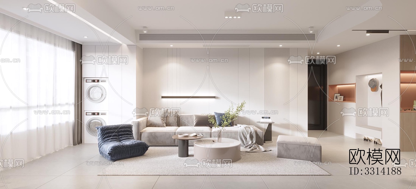 现代客餐厅效果图下载（渲染图1）