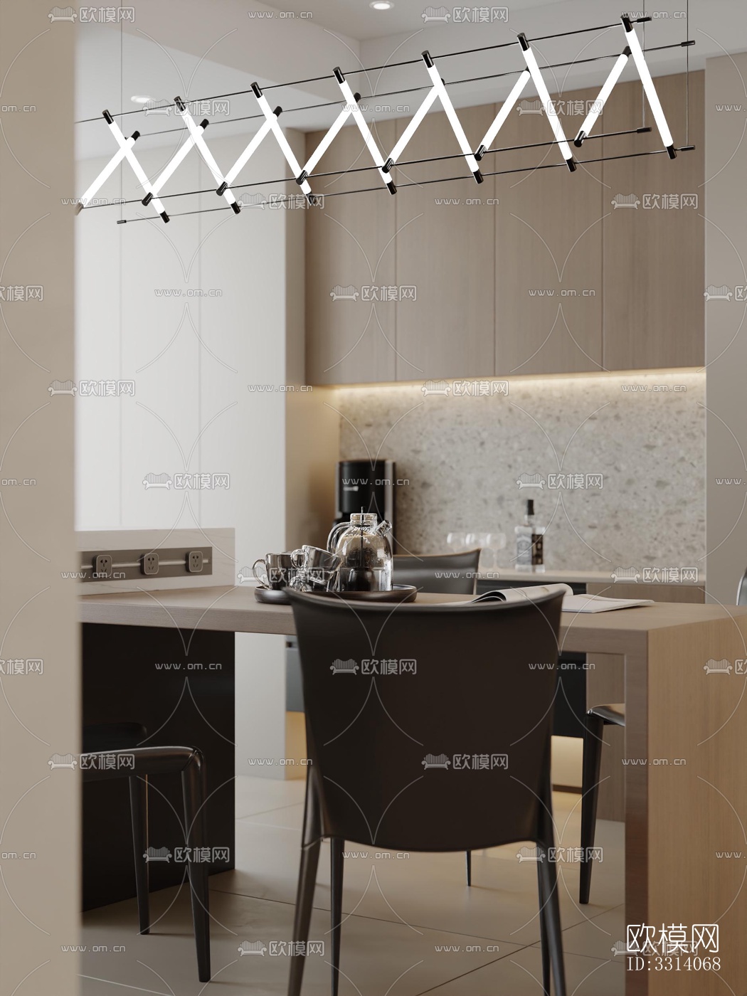 现代客餐厅效果图下载（渲染图7）