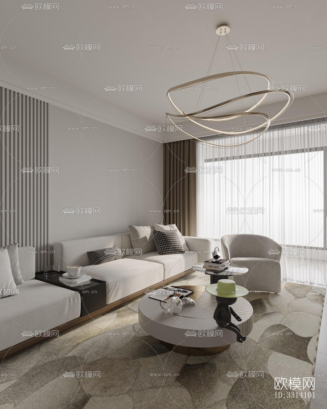 现代客餐厅效果图下载（渲染图4）