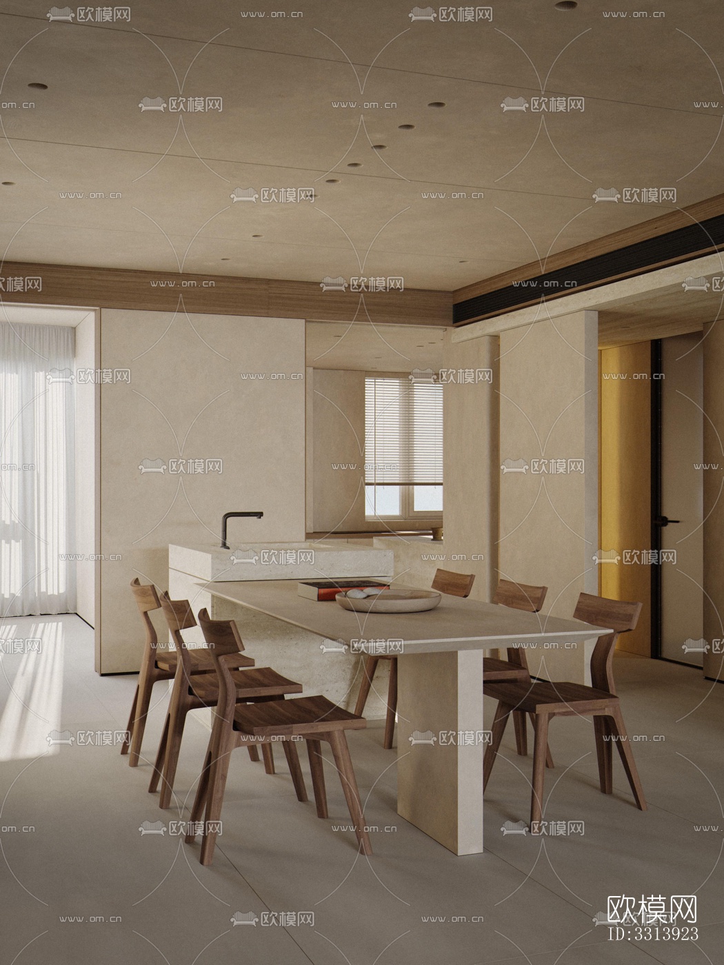 现代客餐厅效果图下载（渲染图3）