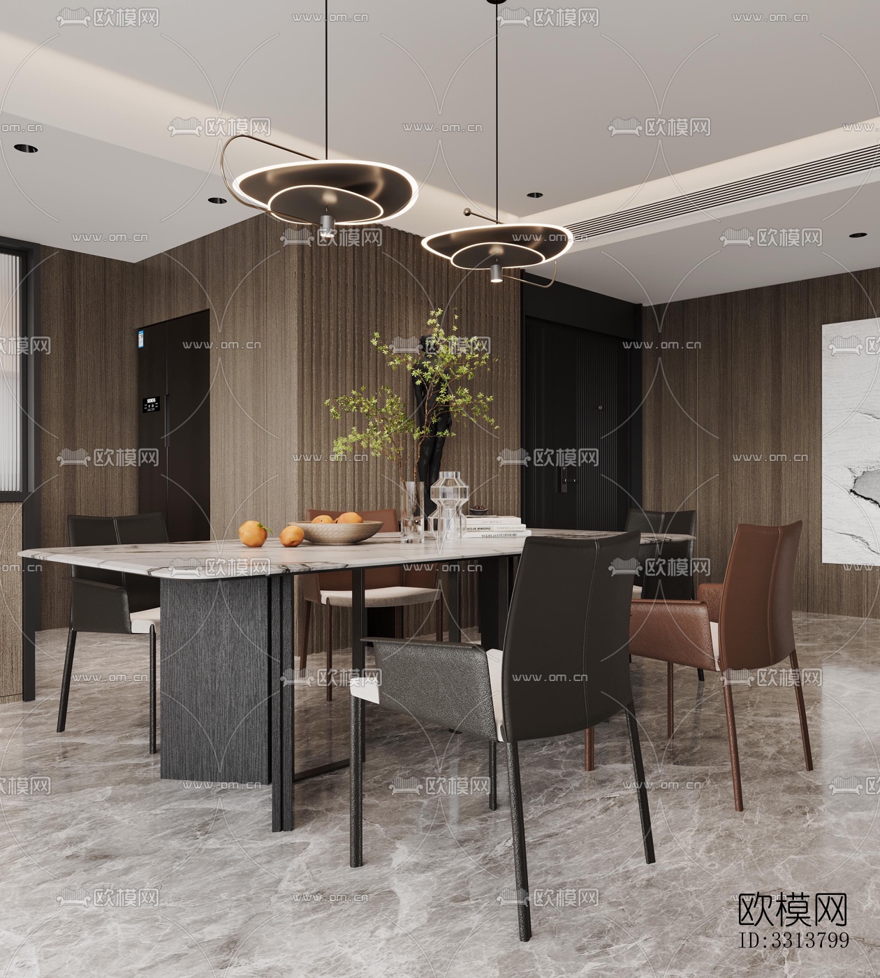 现代客餐厅效果图下载（渲染图2）