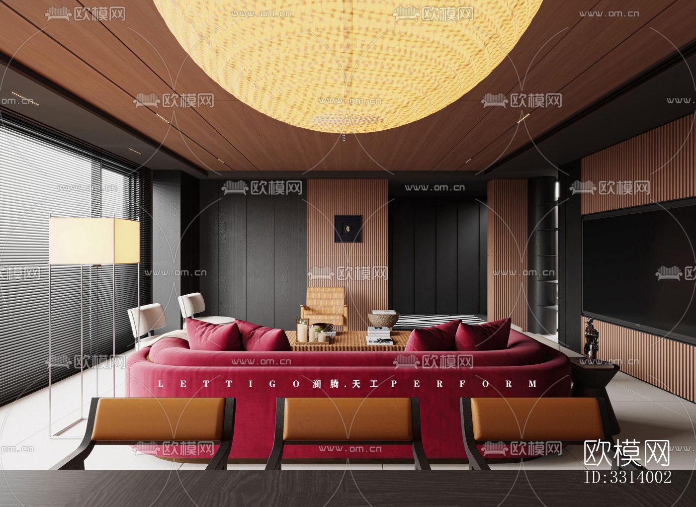 现代客餐厅效果图下载（渲染图3）