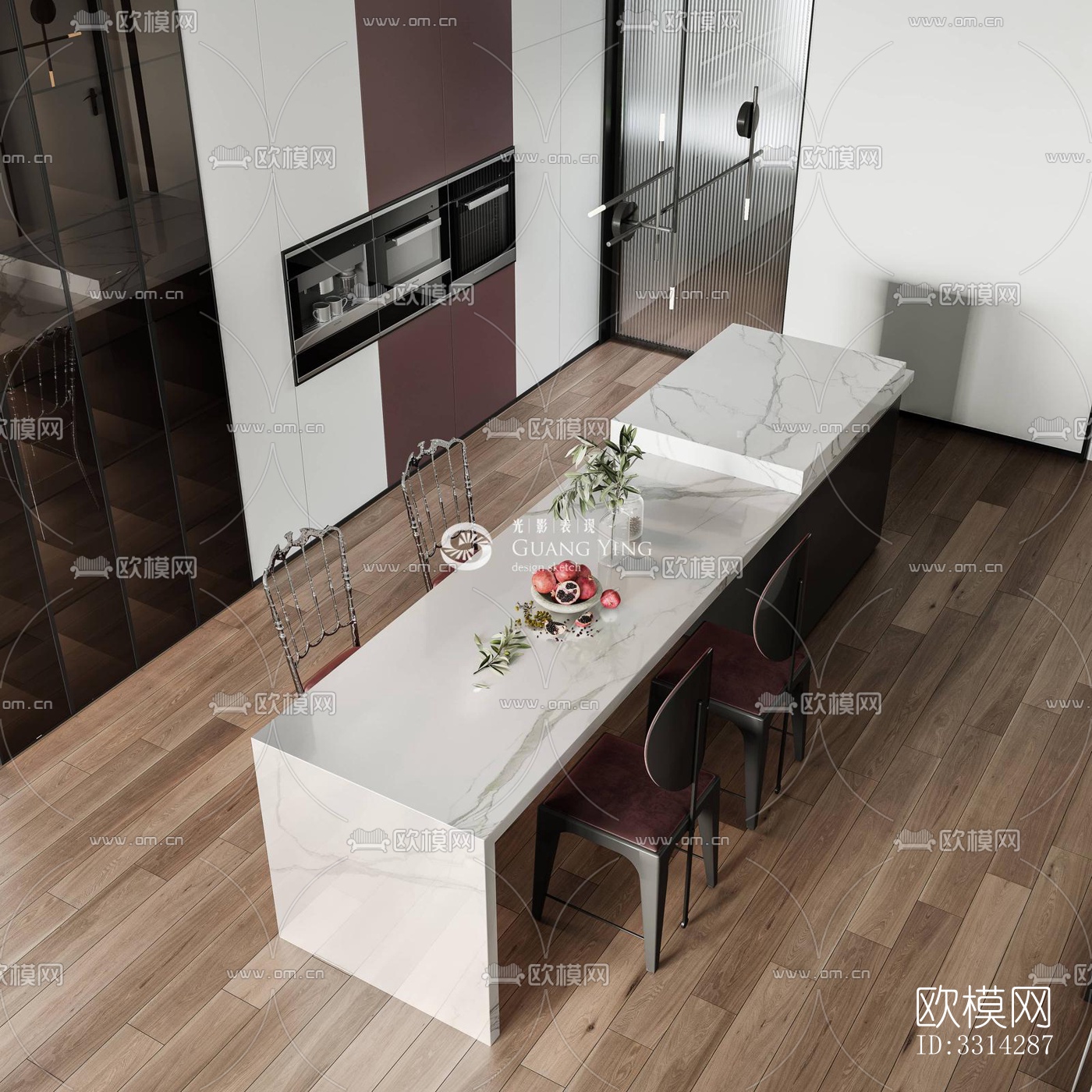 现代客餐厅效果图下载（渲染图4）