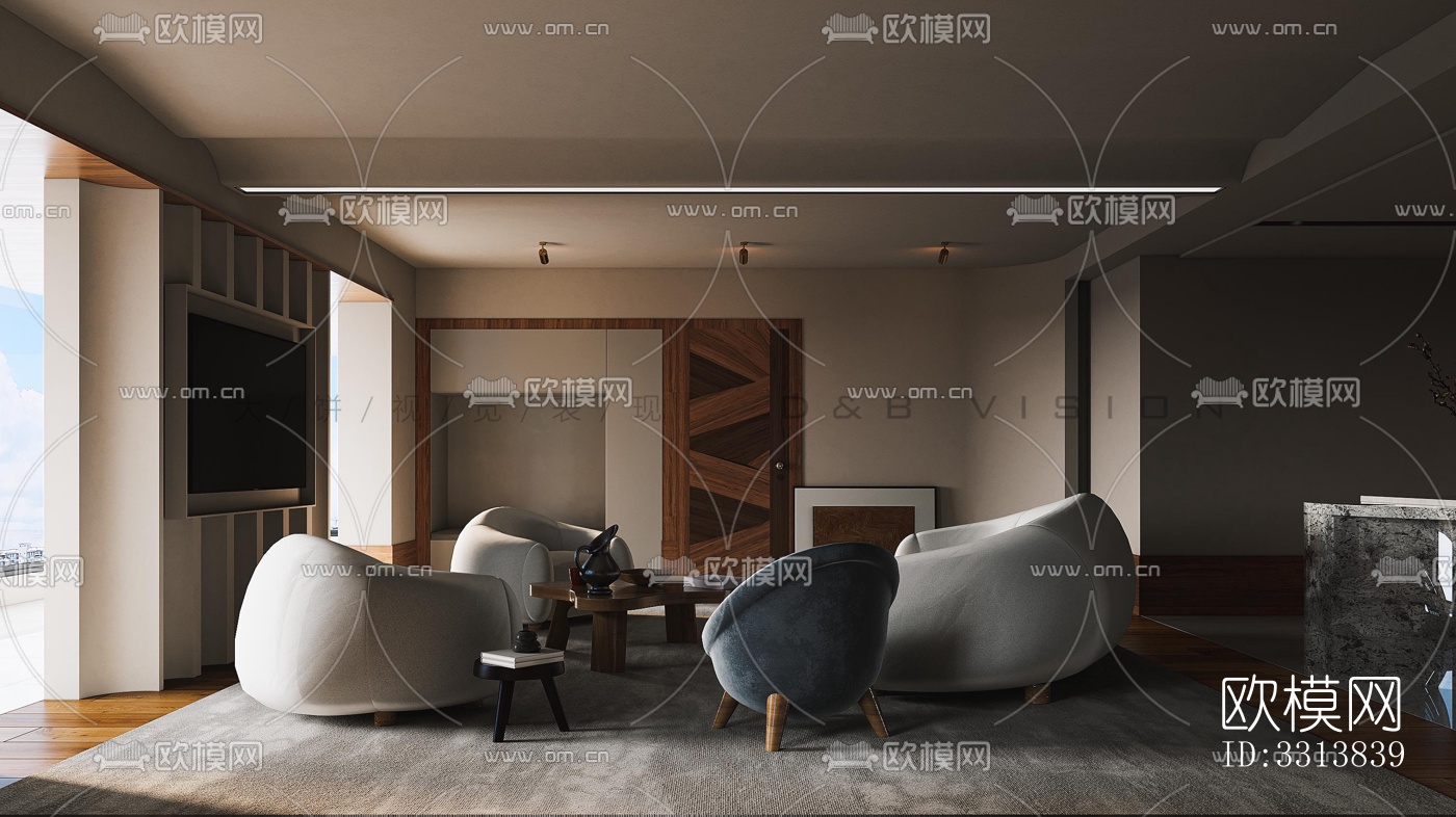 现代客餐厅效果图下载（渲染图6）