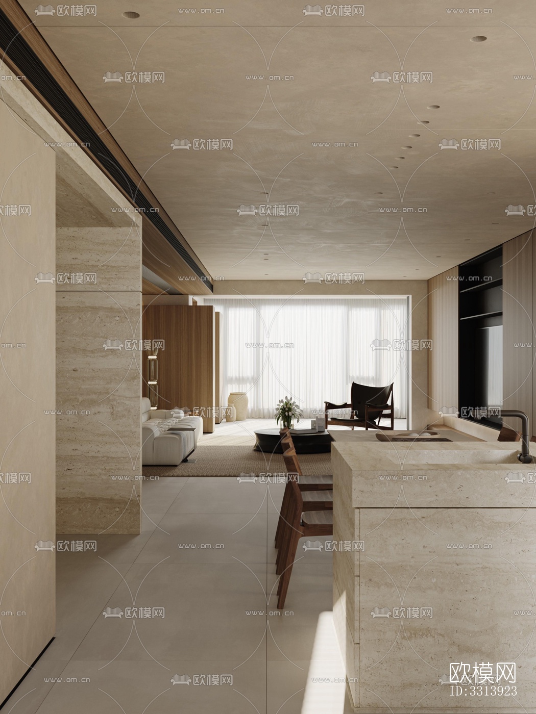 现代客餐厅效果图下载（渲染图10）