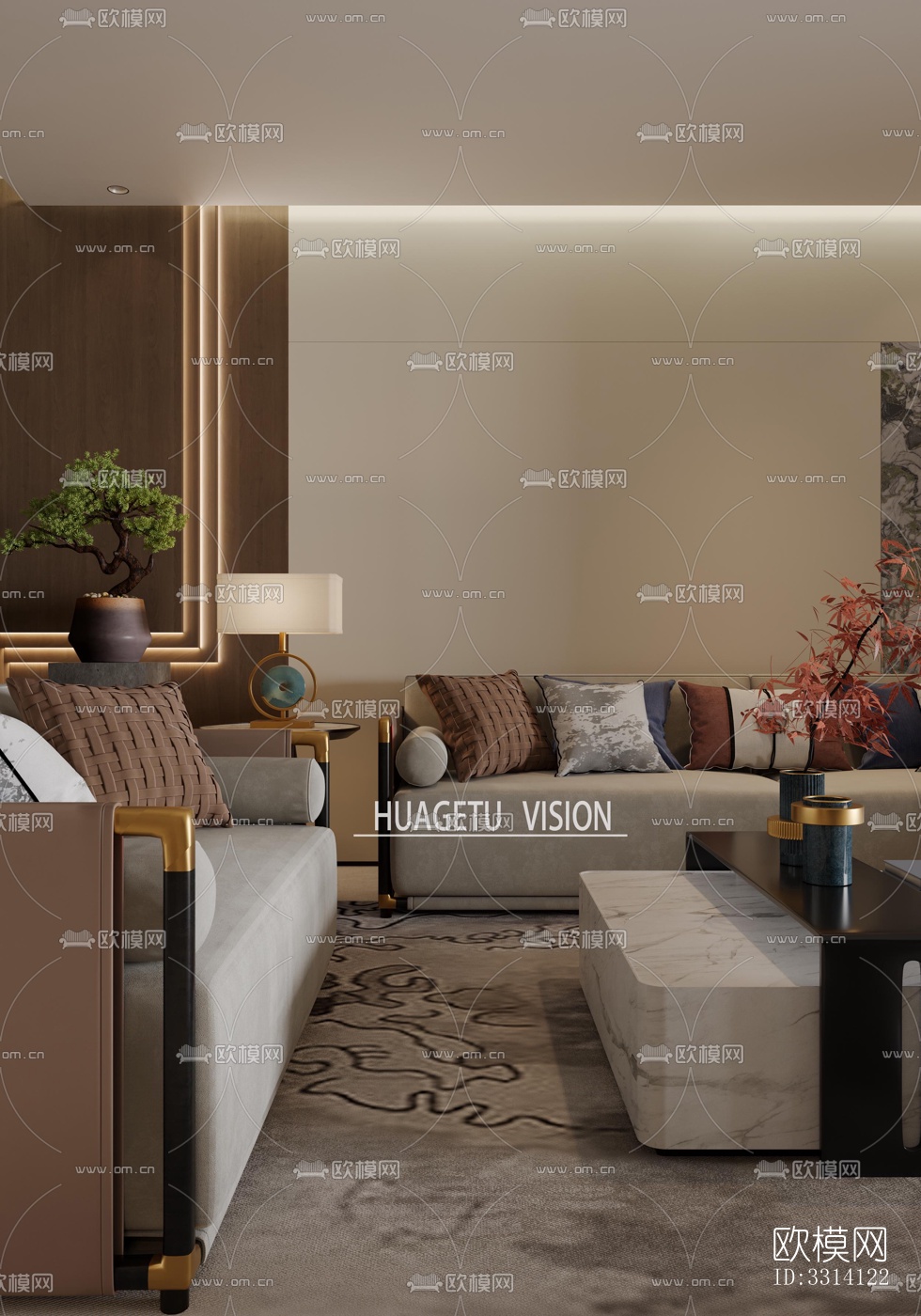 现代客餐厅效果图下载（渲染图5）