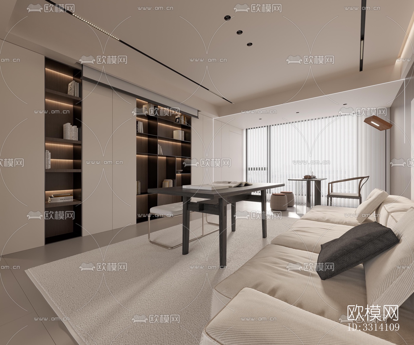 现代客餐厅效果图下载（渲染图2）