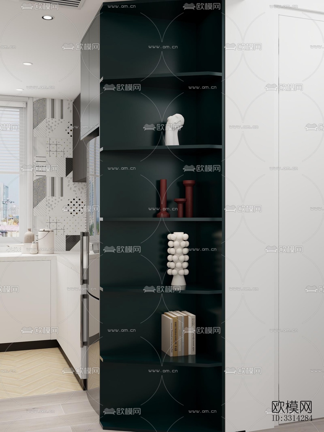 现代客餐厅效果图下载（渲染图1）