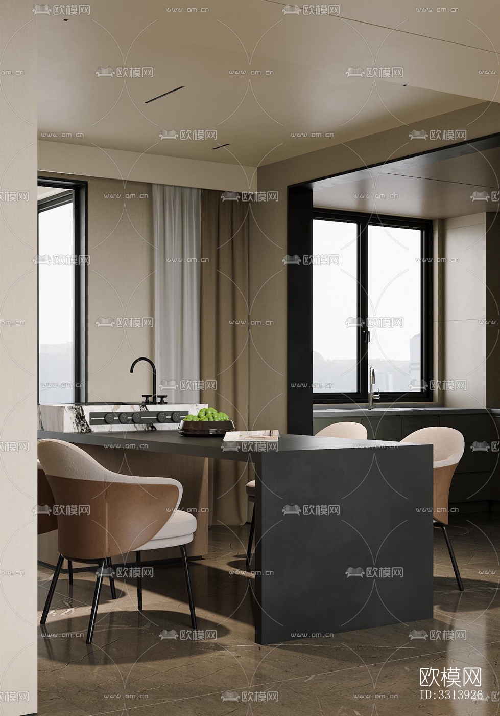 现代客餐厅效果图下载（渲染图5）