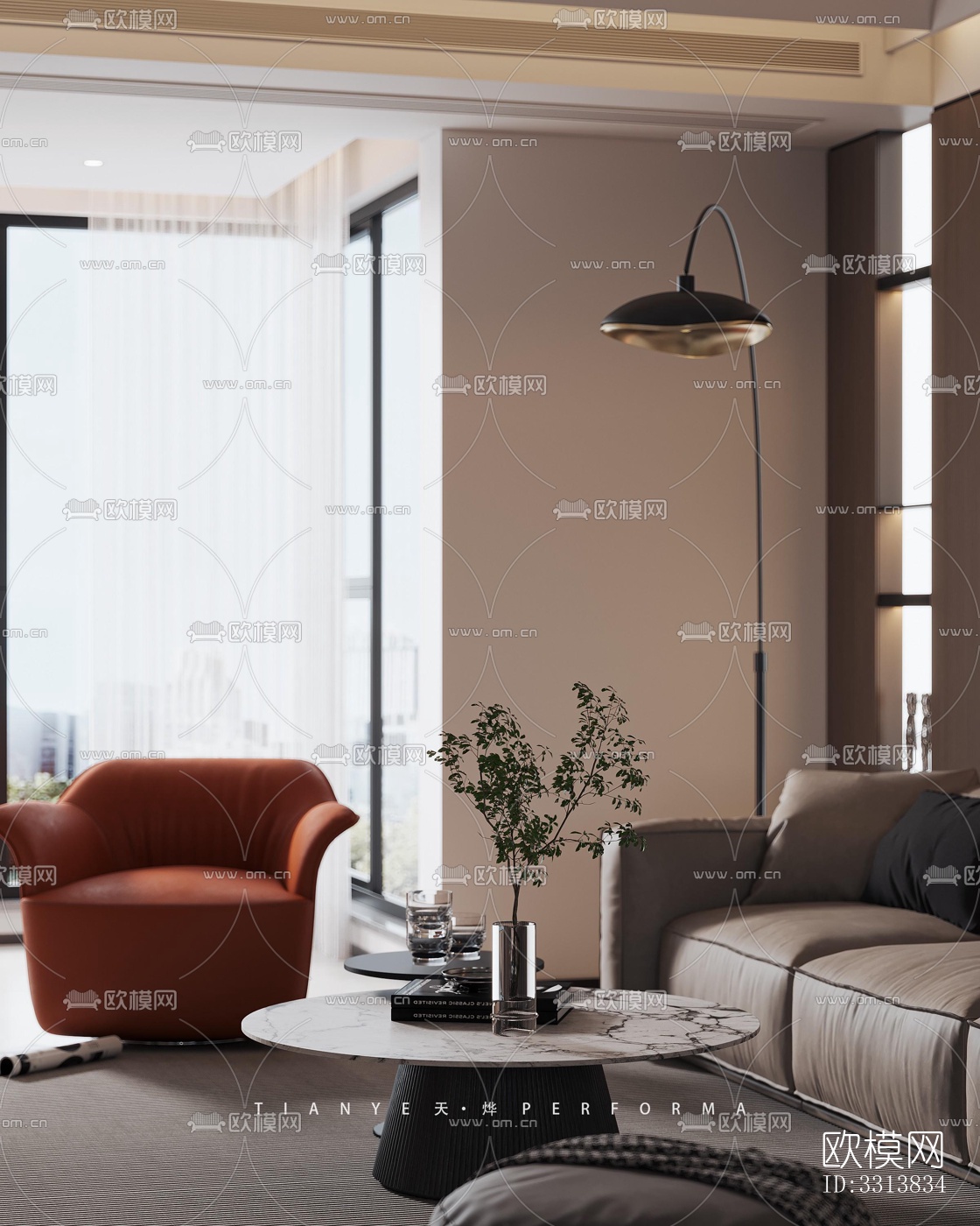 现代客餐厅效果图下载（渲染图7）