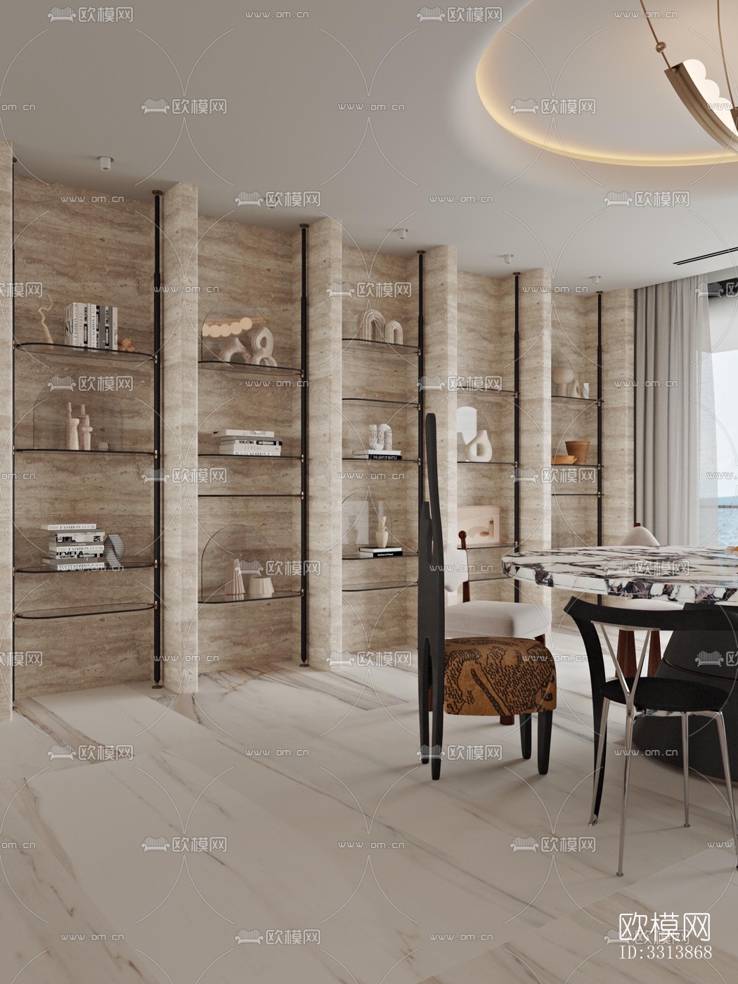 现代客餐厅效果图下载（渲染图10）