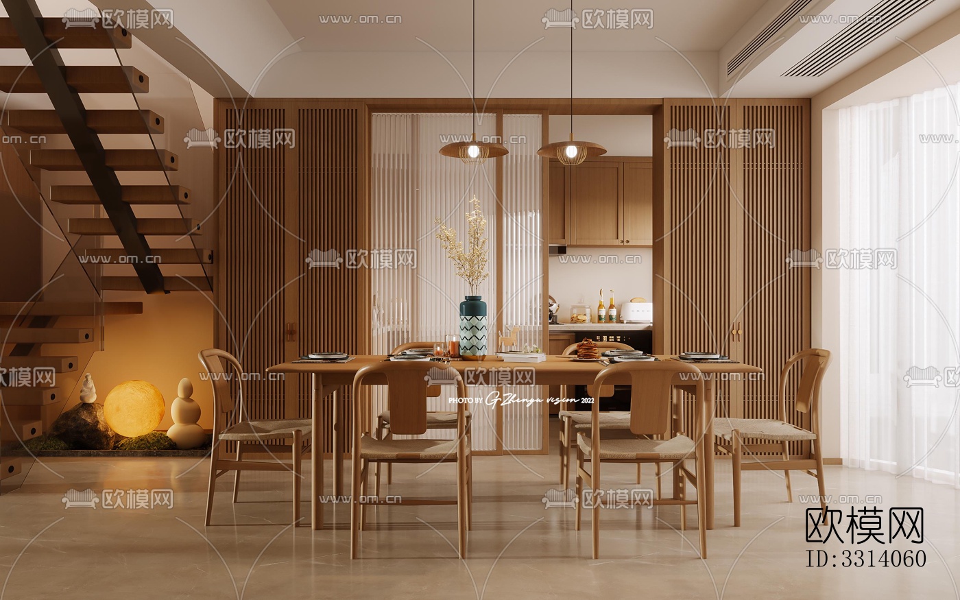 现代客餐厅效果图下载（渲染图11）