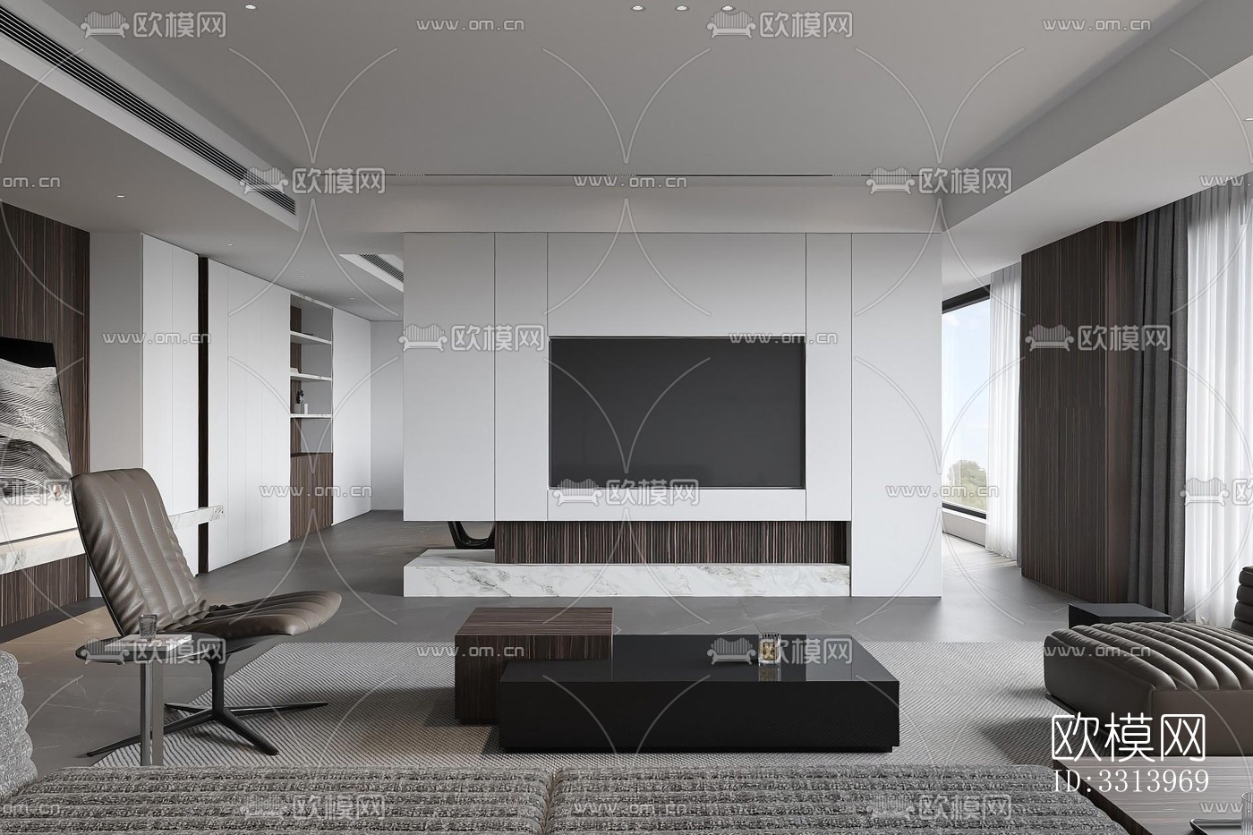 现代客餐厅效果图下载（渲染图2）