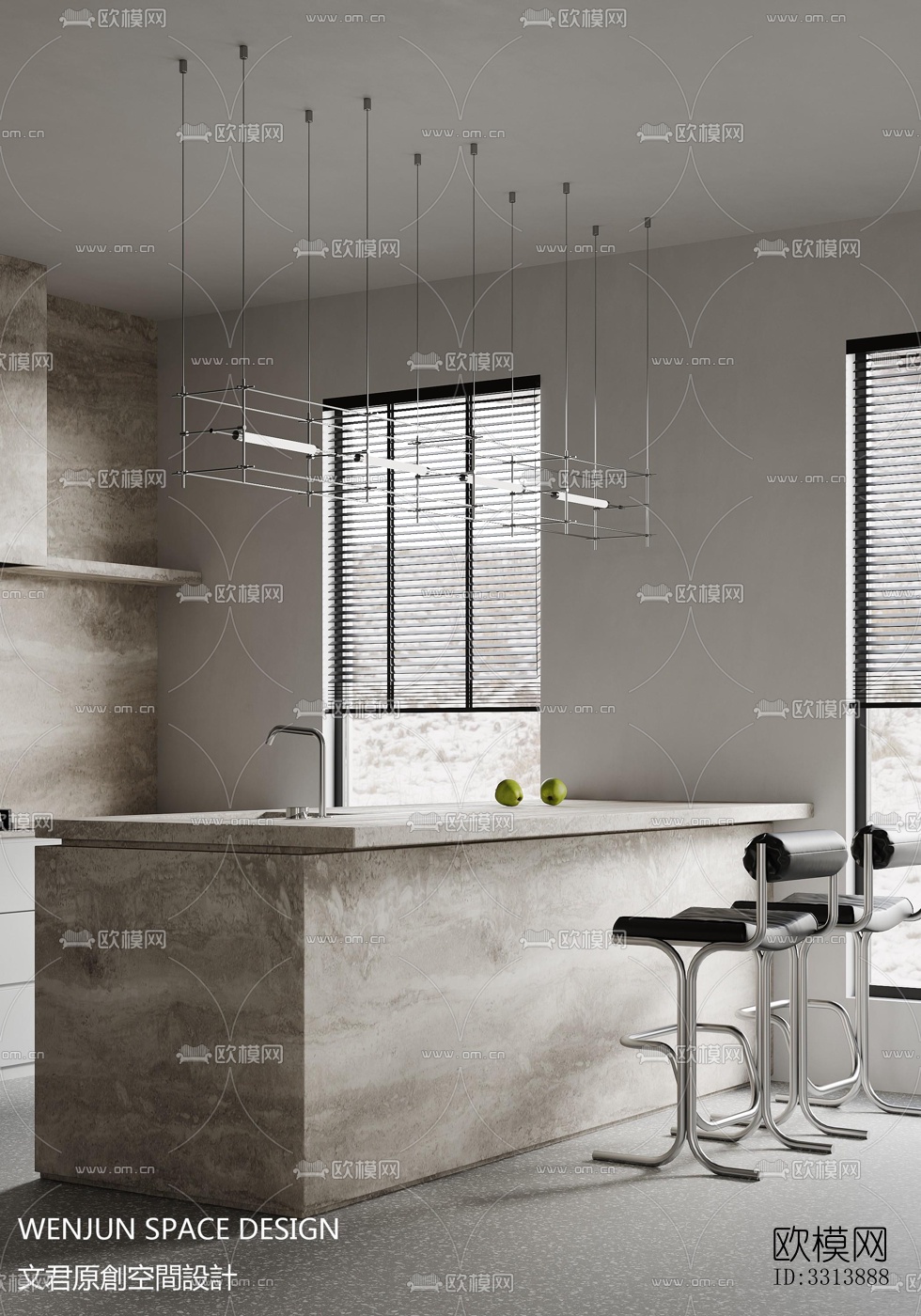 现代客餐厅效果图下载（渲染图6）