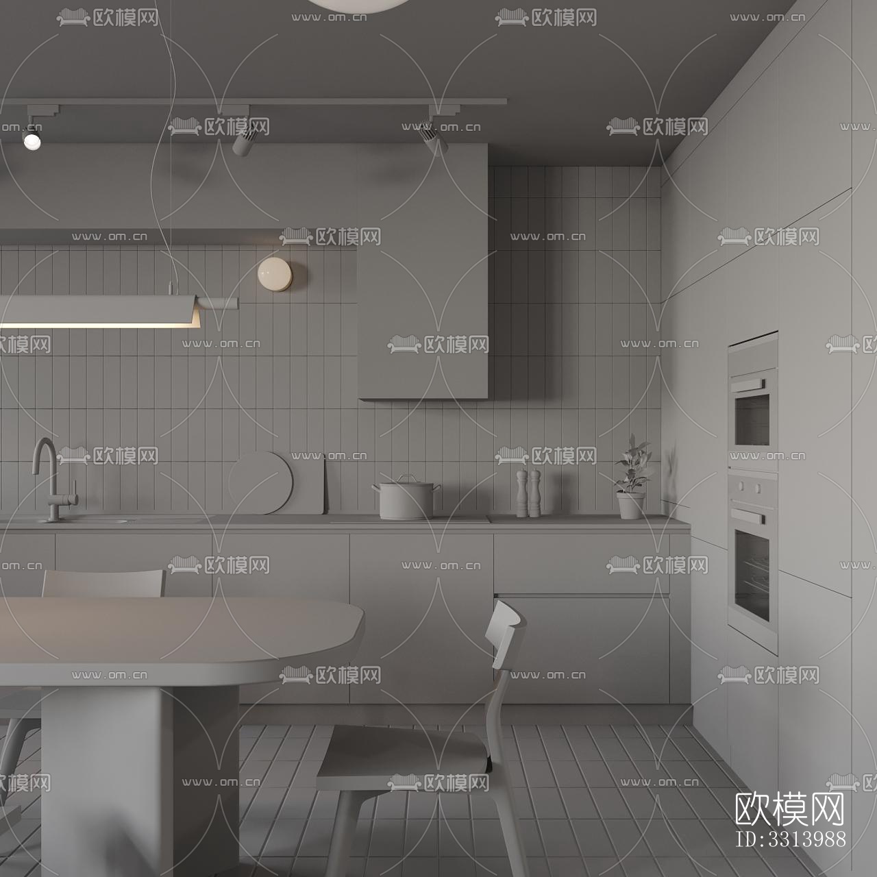 现代客餐厅效果图下载（渲染图8）