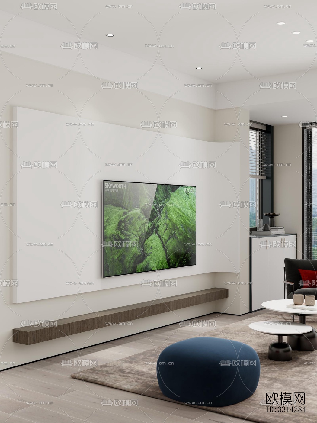 现代客餐厅效果图下载（渲染图7）