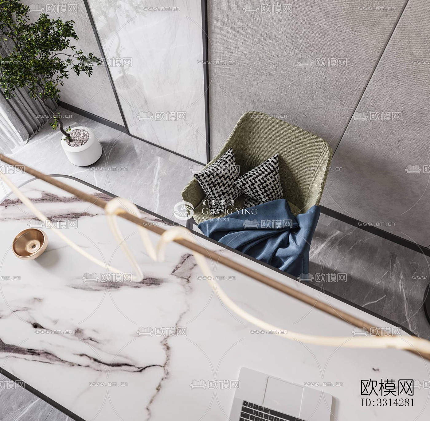 现代客餐厅效果图下载（渲染图9）