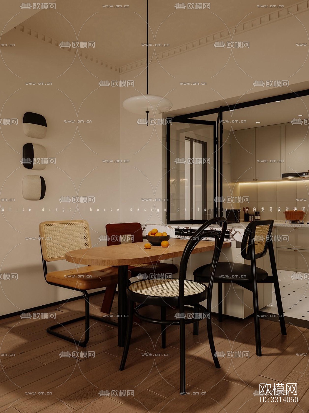 现代客餐厅效果图下载（渲染图7）