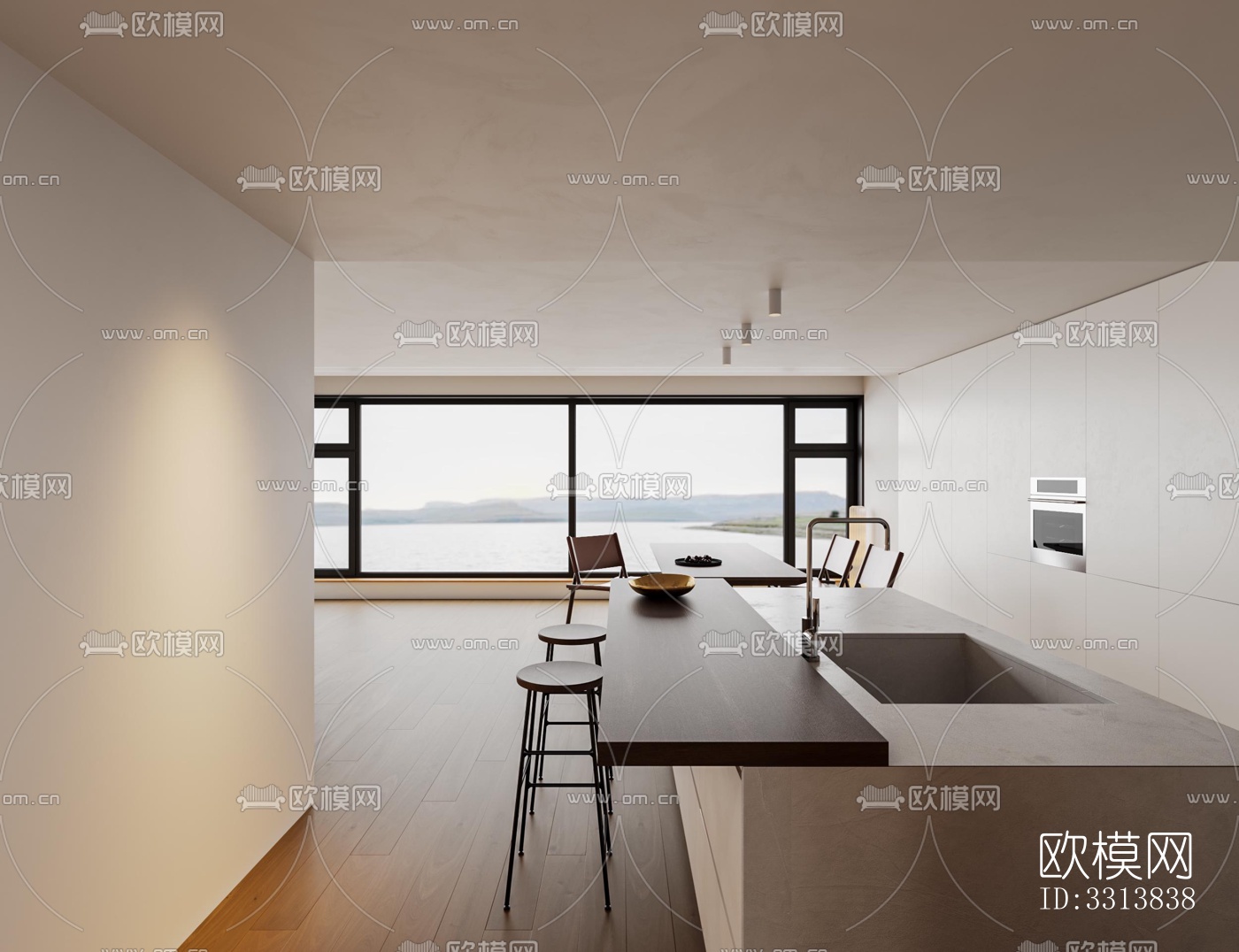 现代客餐厅效果图下载（渲染图4）