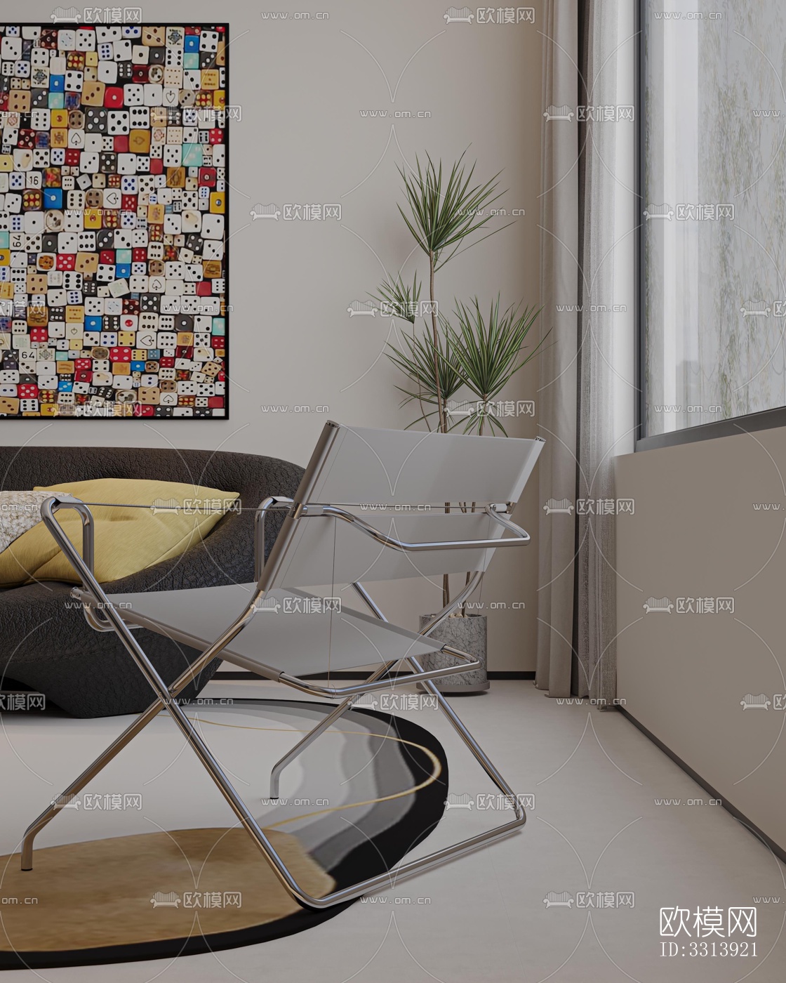 现代客餐厅效果图下载（渲染图7）