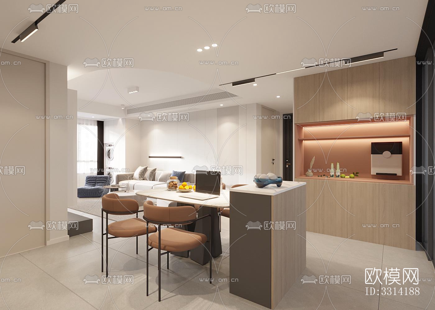 现代客餐厅效果图下载（渲染图5）