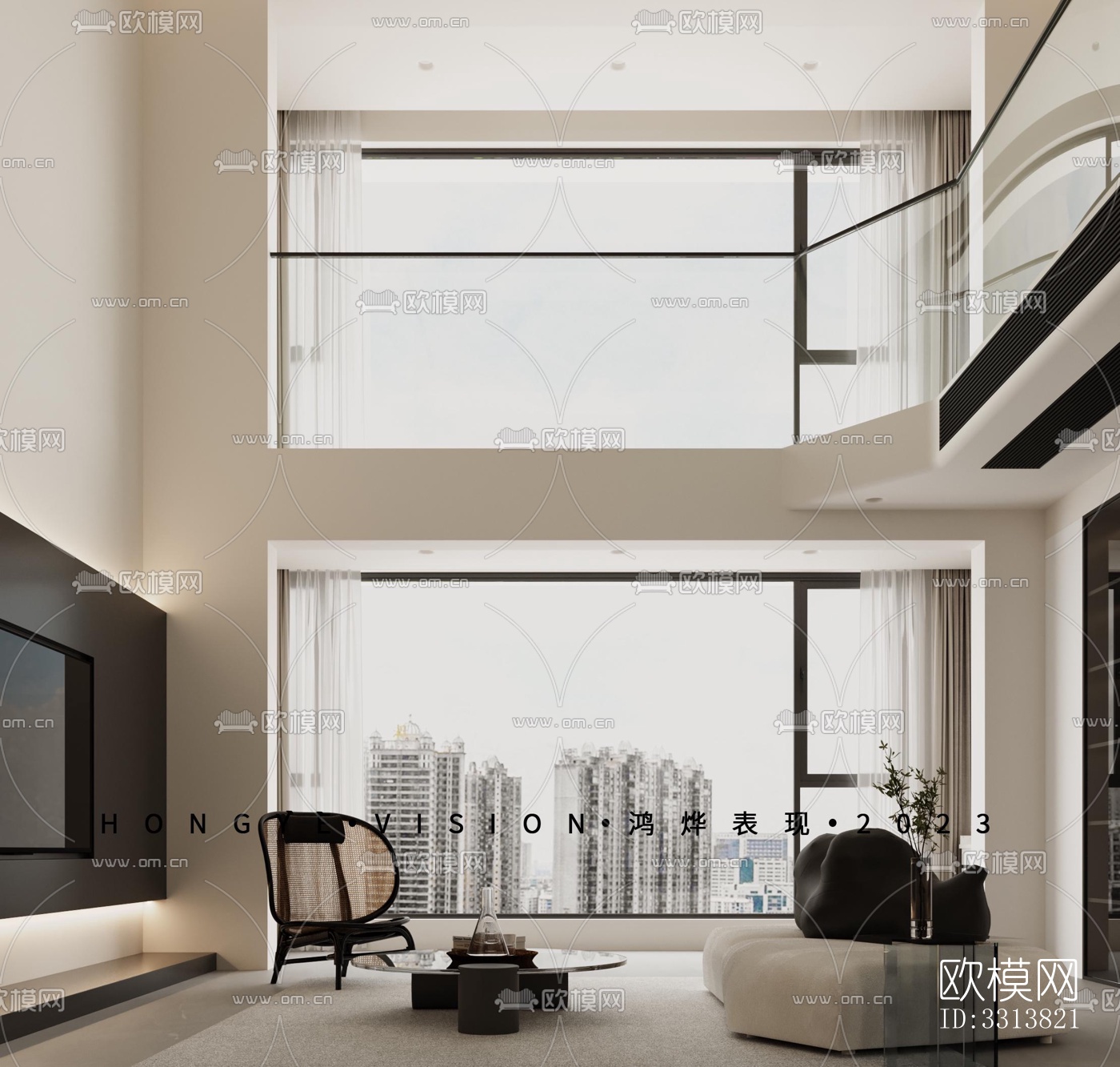 现代客餐厅效果图下载（渲染图4）