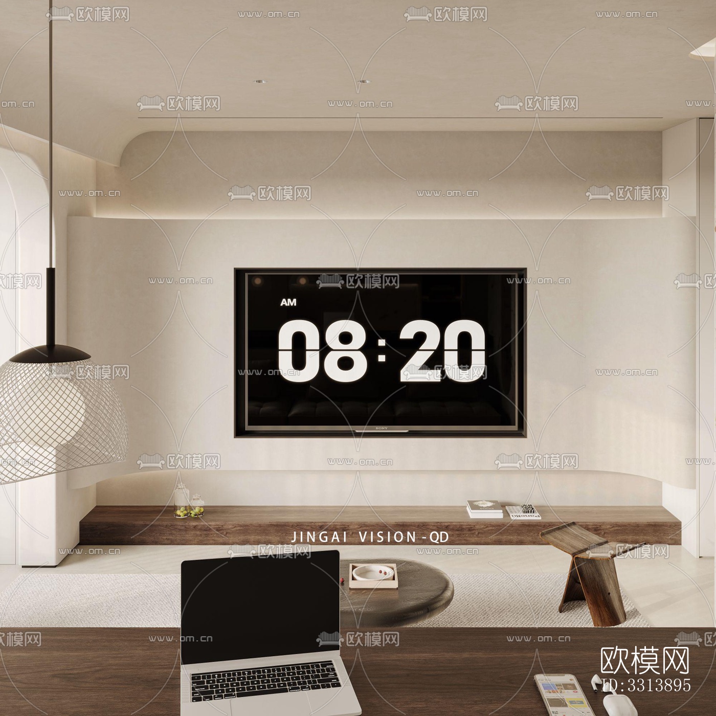 现代客餐厅效果图下载（渲染图3）