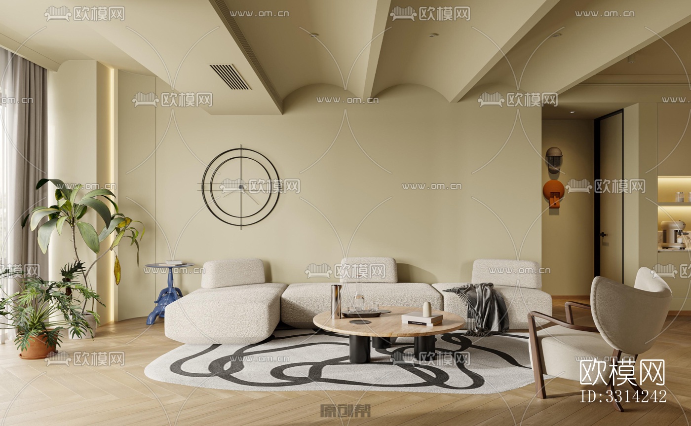 现代客餐厅效果图下载（渲染图6）