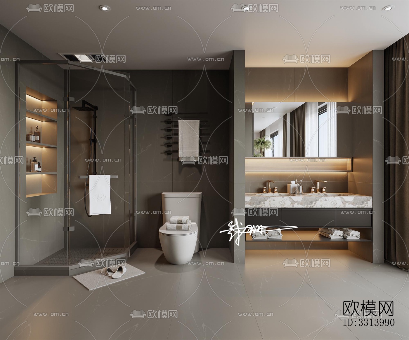 现代客餐厅效果图下载（渲染图6）