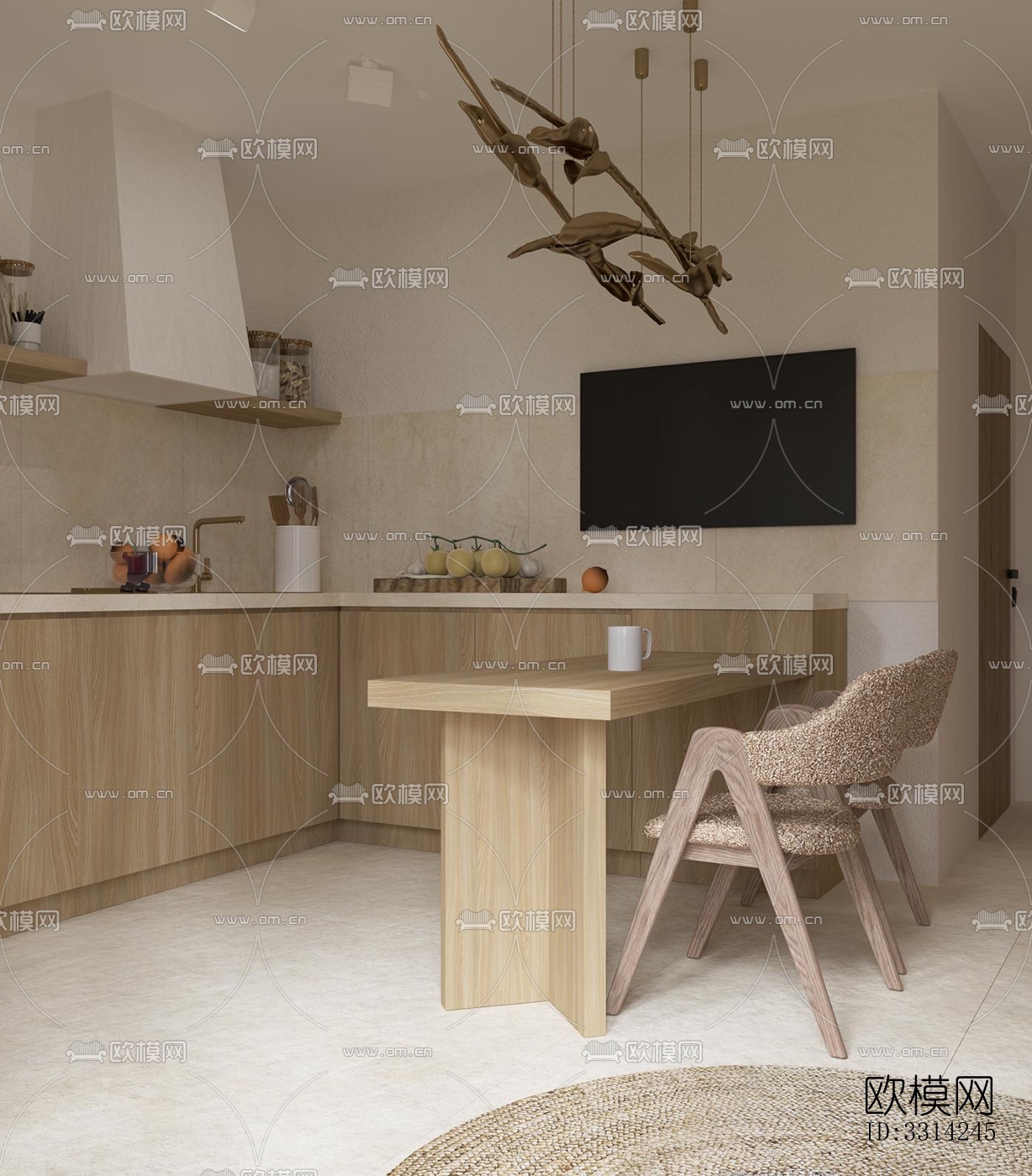 现代客餐厅效果图下载（渲染图7）