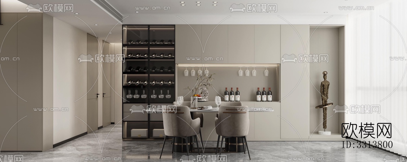 现代客餐厅效果图下载（渲染图3）