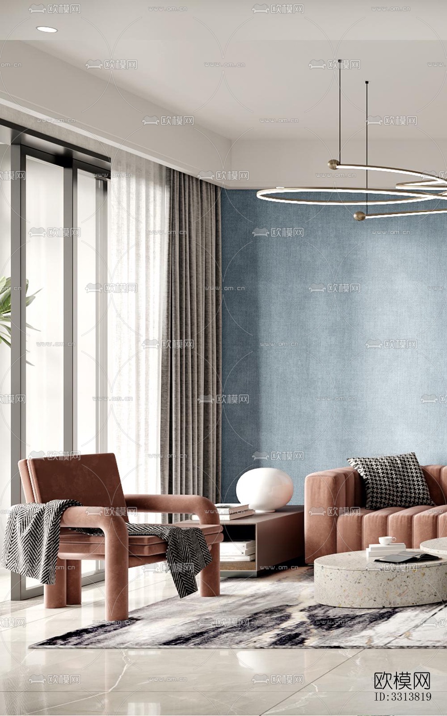 现代客餐厅效果图下载（渲染图3）