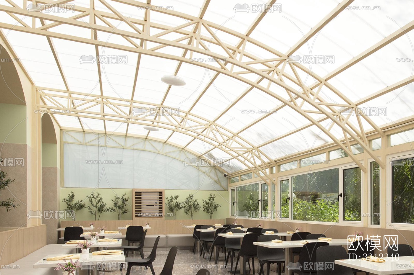 现代自助餐厅效果图下载（渲染图6）