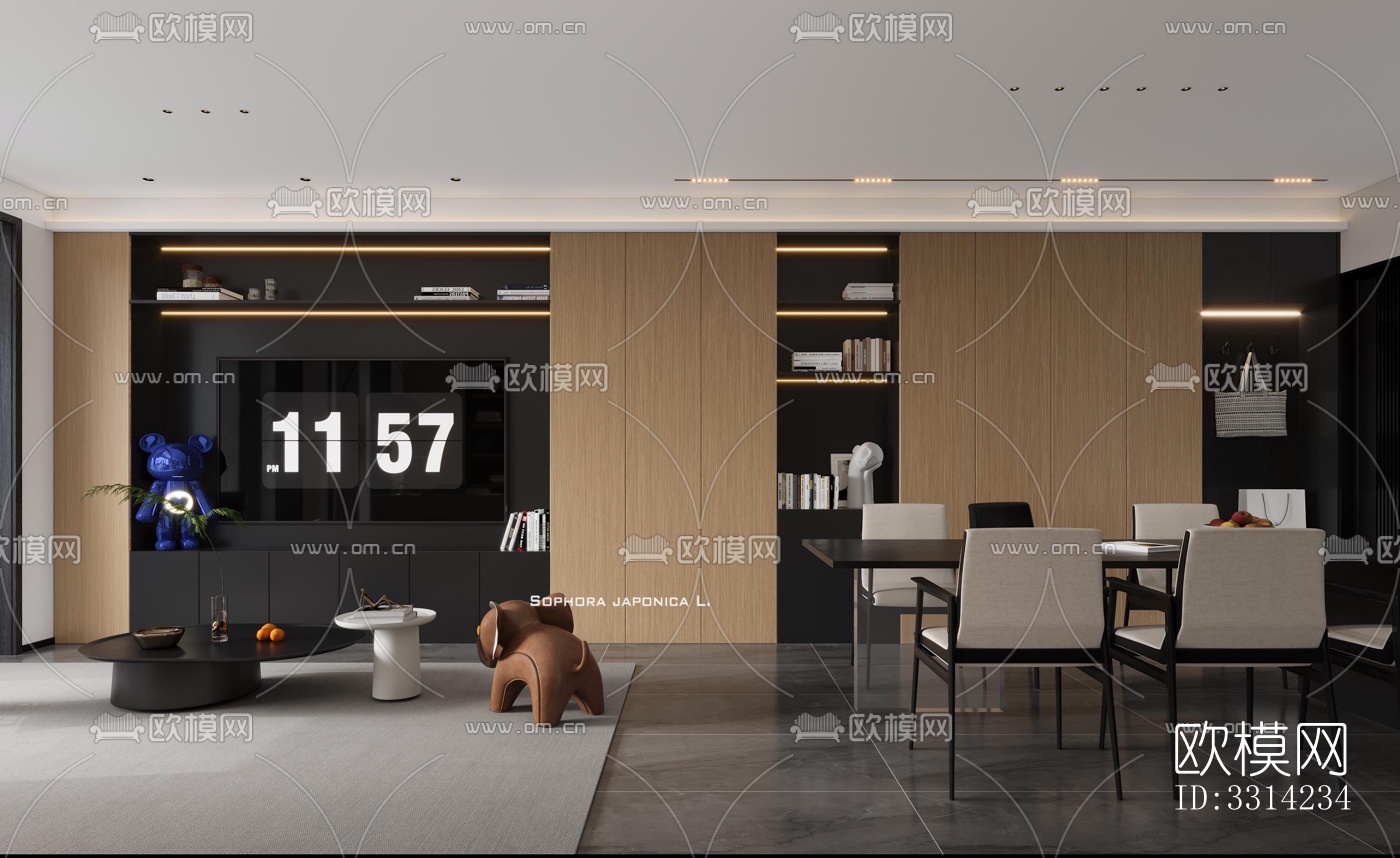 现代客餐厅效果图下载（渲染图7）