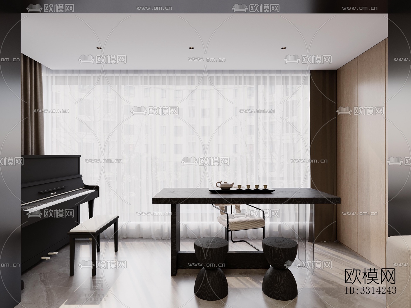 现代客餐厅效果图下载（渲染图6）